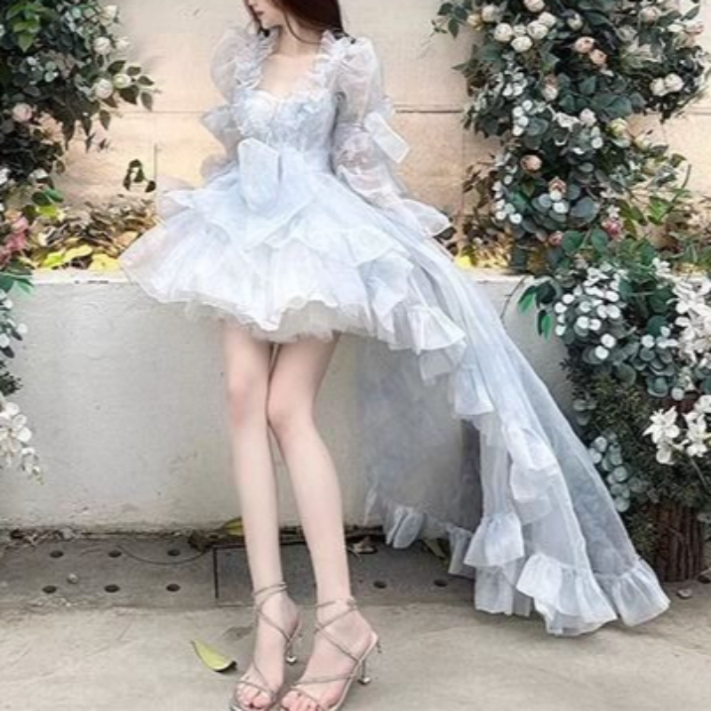 Women Formal Wear For Graduation - Zoete Lolita Franse Puffmouw Kant Strik