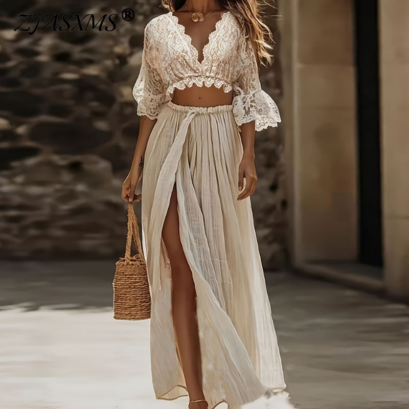 Woman Formal Wear - Bohemian dameskledingset van twee delen, sexy