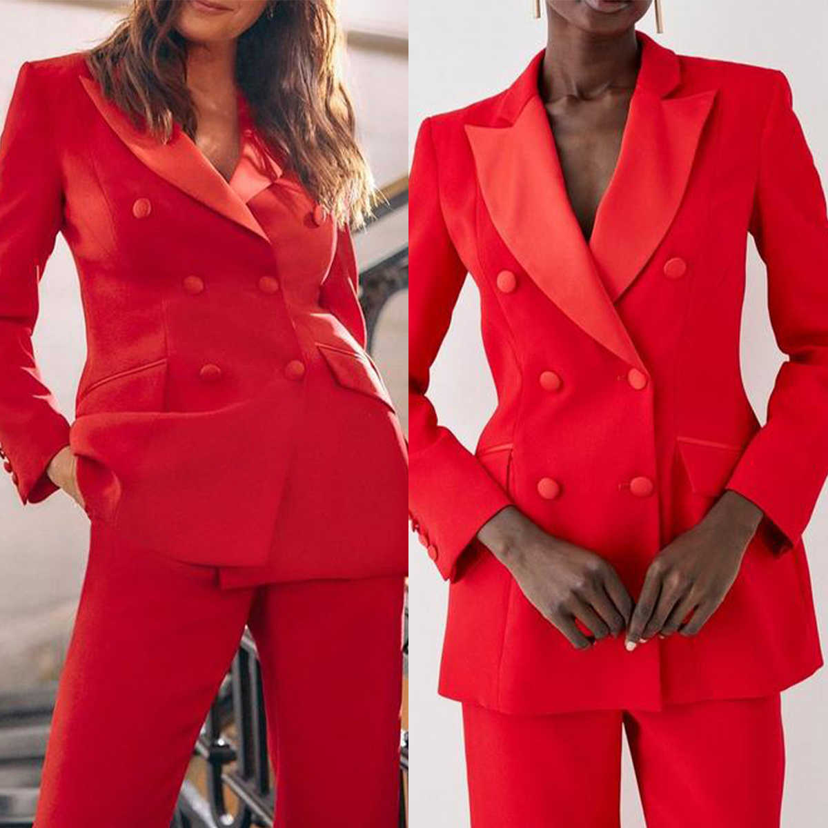 Women Formal Wear For Graduation - Formele rode damesbroekpakken op maat gemaakt