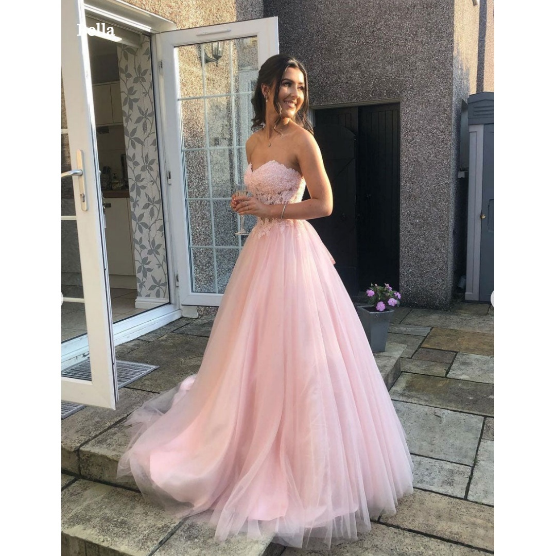 Women Formal Wear For Graduation - Bella op maat gemaakte roze strapless