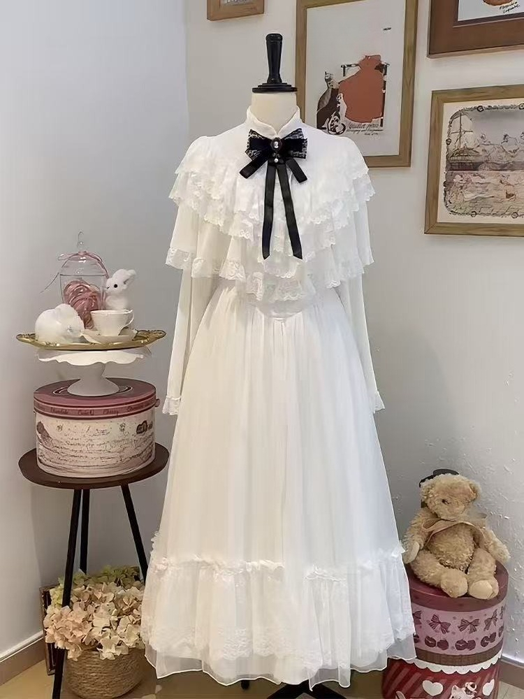 Woman Formal Wear - Japanse kanten jurk met korte mouwen