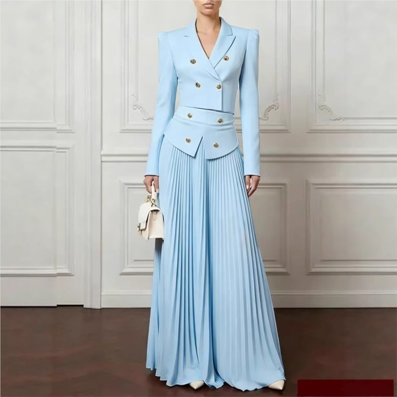 Woman Formal Wear - Elegante temperament 2-delige set revers knoop