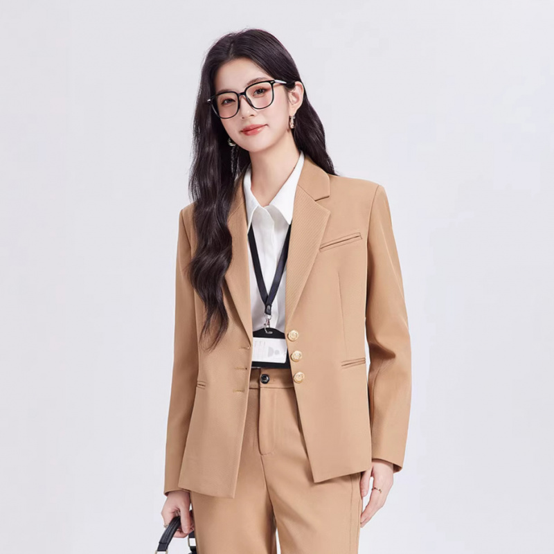Women Formal Wear Interview - Kaki damespakset, high-end, casual zakelijke stijl,