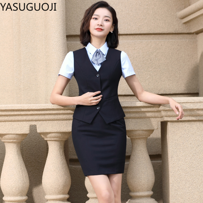 Women Formal Wear Interview - Yasuguoji Elegante Mode Vrouwen Vest Werkkleding