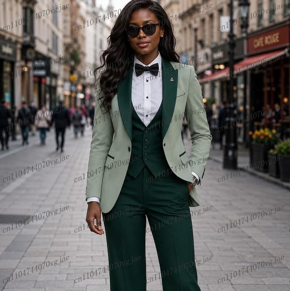 Blazer Set Women Formal - Mintgroene en donkergroene formele damespakken voor