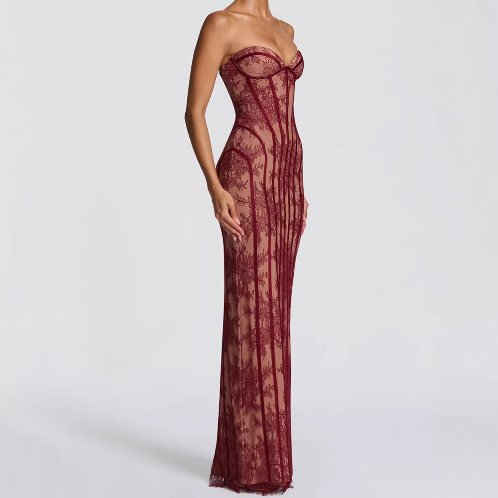 Woman Formal Wear - Strapless bodycon maxi jurk voor dames