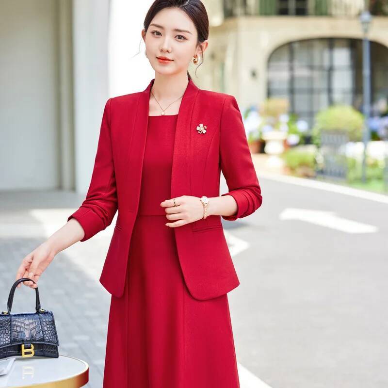 Women Formal Wear Interview - Formele damespakken Professionele kantoorwerkkleding met jurk