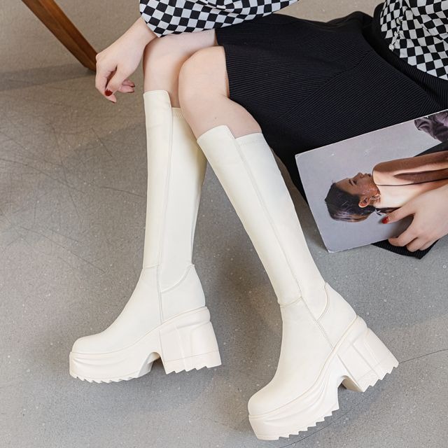 Dames kniehoge dikke zool bred - Woman Formal Wear recensie en prijs